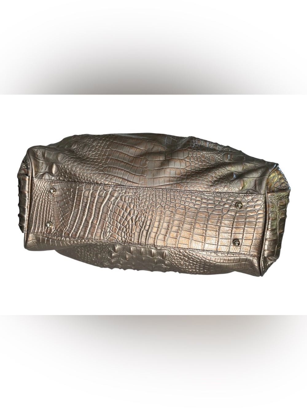 Brahmin Elisa Large Satchel β Gold Croc Embossed Leather | Gold Hardware | - Picture 8 of 17